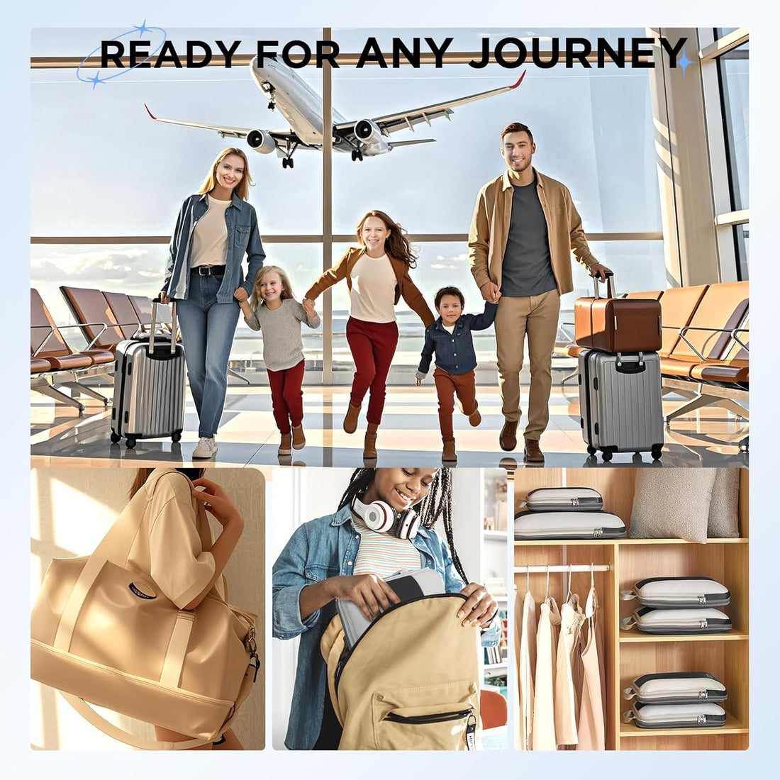 10-Piece Compression Packing Cubes Set – Expandable Travel Organizer Bags