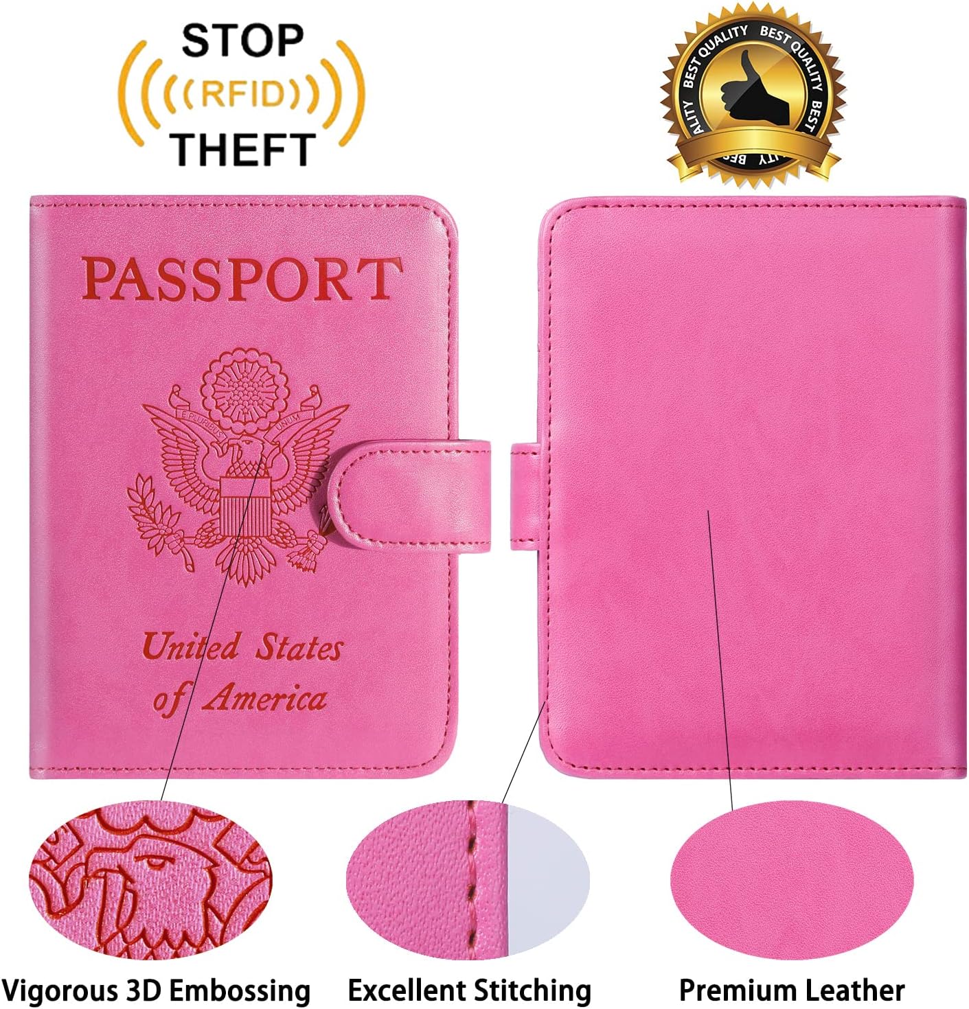 Passport Holder Cover Wallet – RFID Blocking Travel Card Case Pink