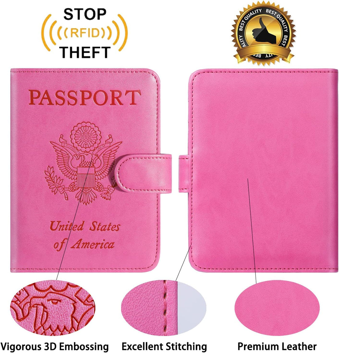 Passport Holder Cover Wallet – RFID Blocking Travel Card Case Pink