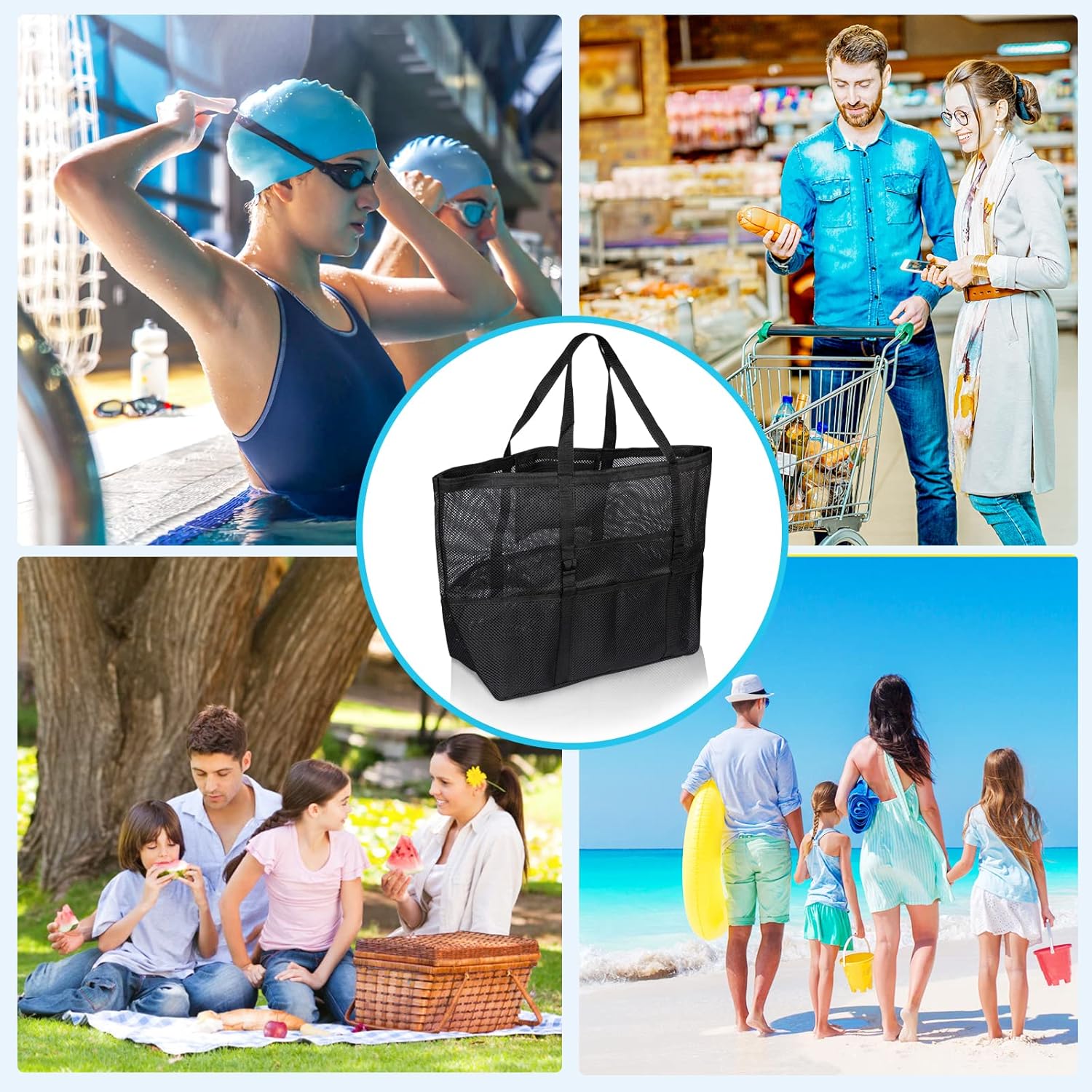 Mesh Beach Bag – Large Tote for Family, Toys, & Vacation Essentials