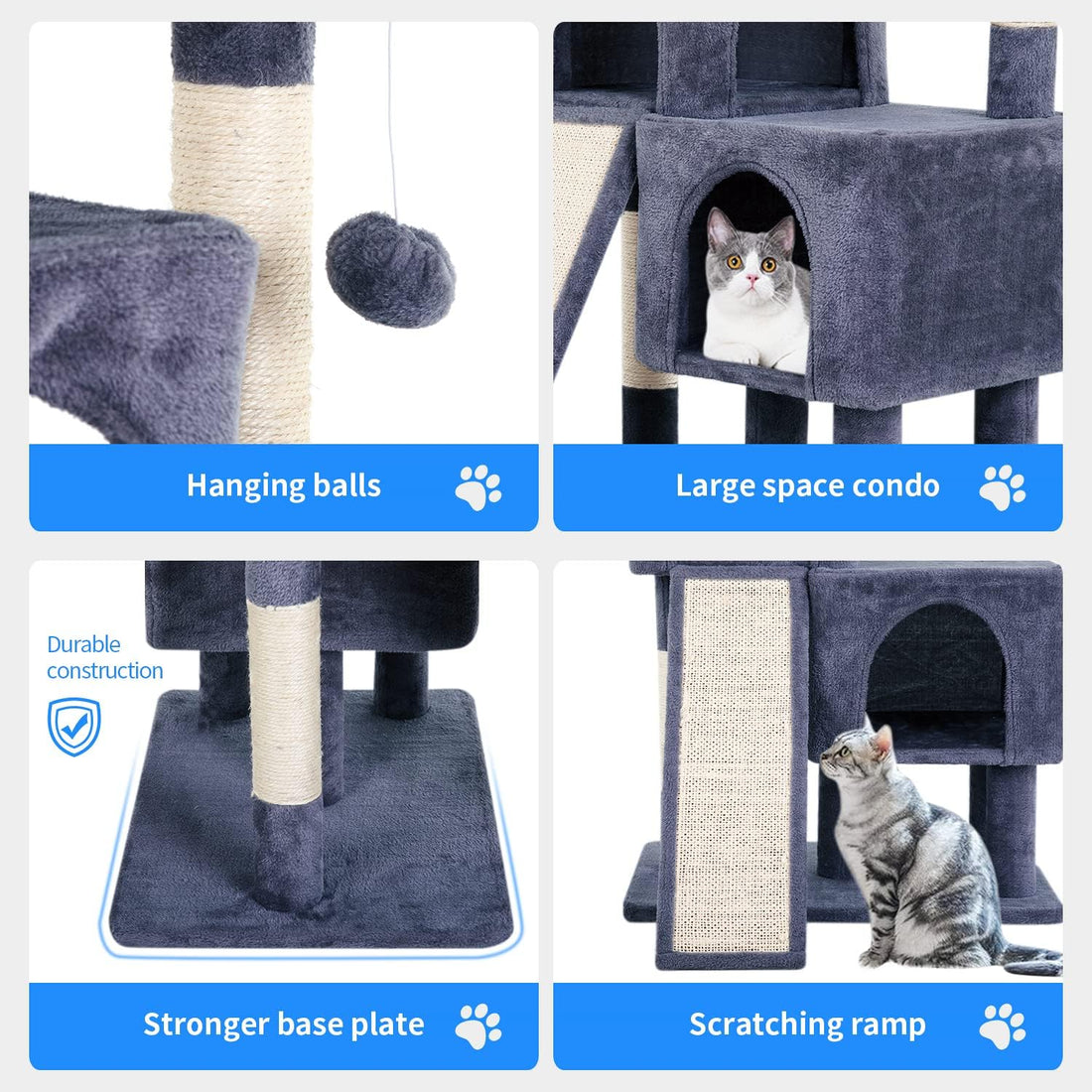36-Inch Cat Tree for Indoor Cats – Multi-Level Cat Tower with Posts