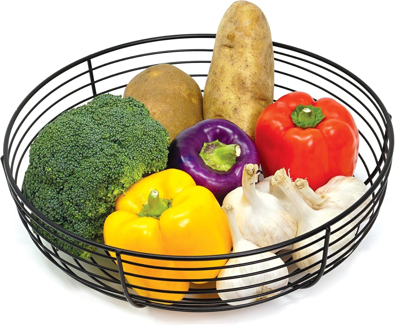 Countertop Fruit Bowl, Wire Basket for Fruits, Breads, Vegetables,Snacks, Black