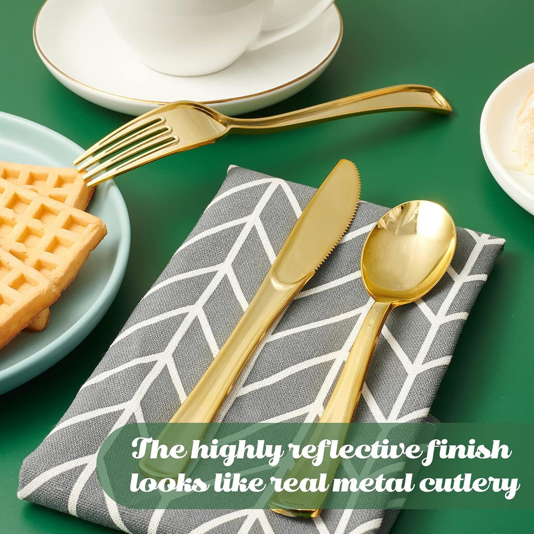 300-Pack 6.8" Gold Disposable Plastic Spoons – Heavy Duty & Elegant Cutlery