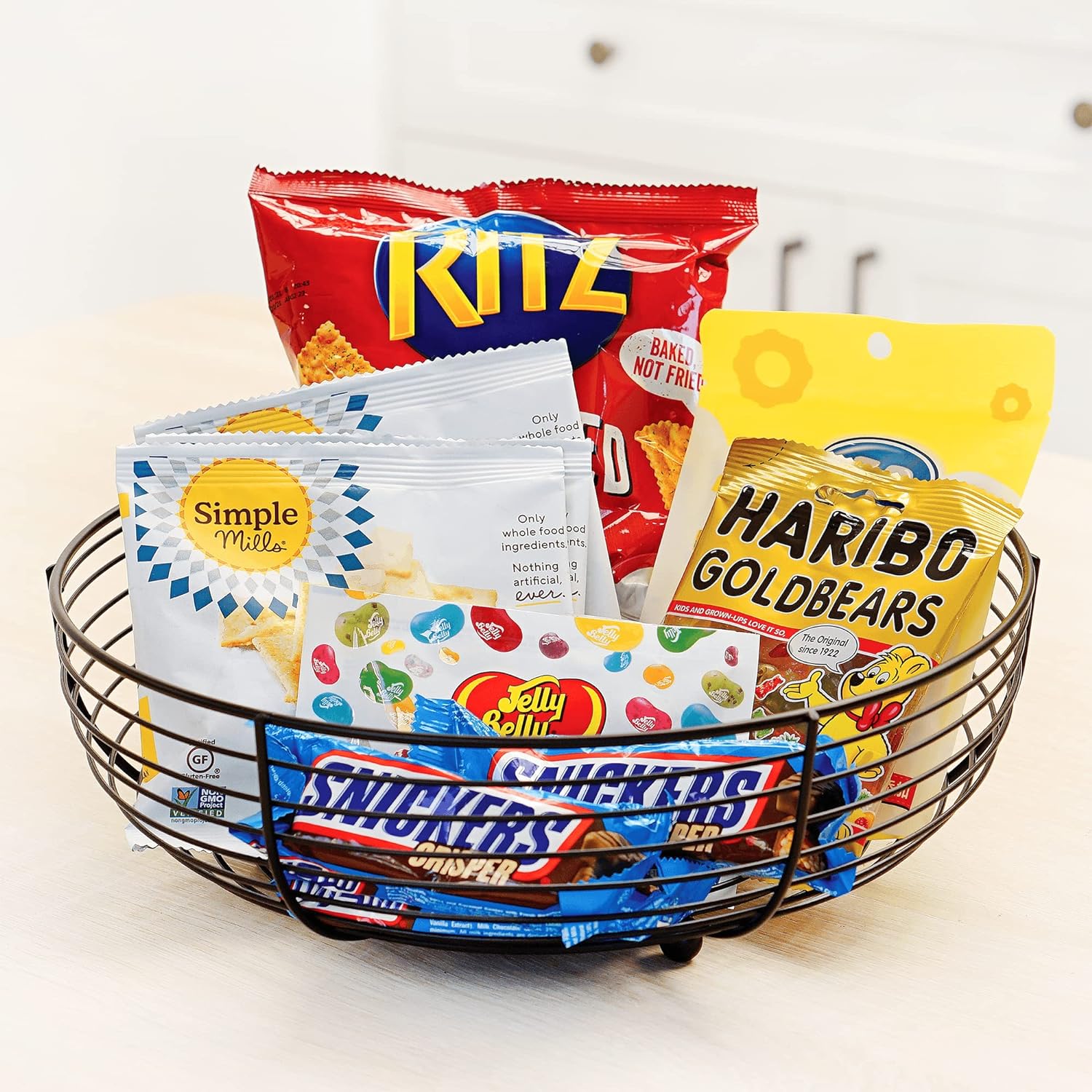 Countertop Fruit Bowl, Wire Basket for Fruits, Breads, Vegetables,Snacks, Black