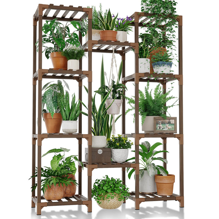 Tall Wooden Plant Stand – 10+ Tier Shelf for Indoor Outdoor Plants