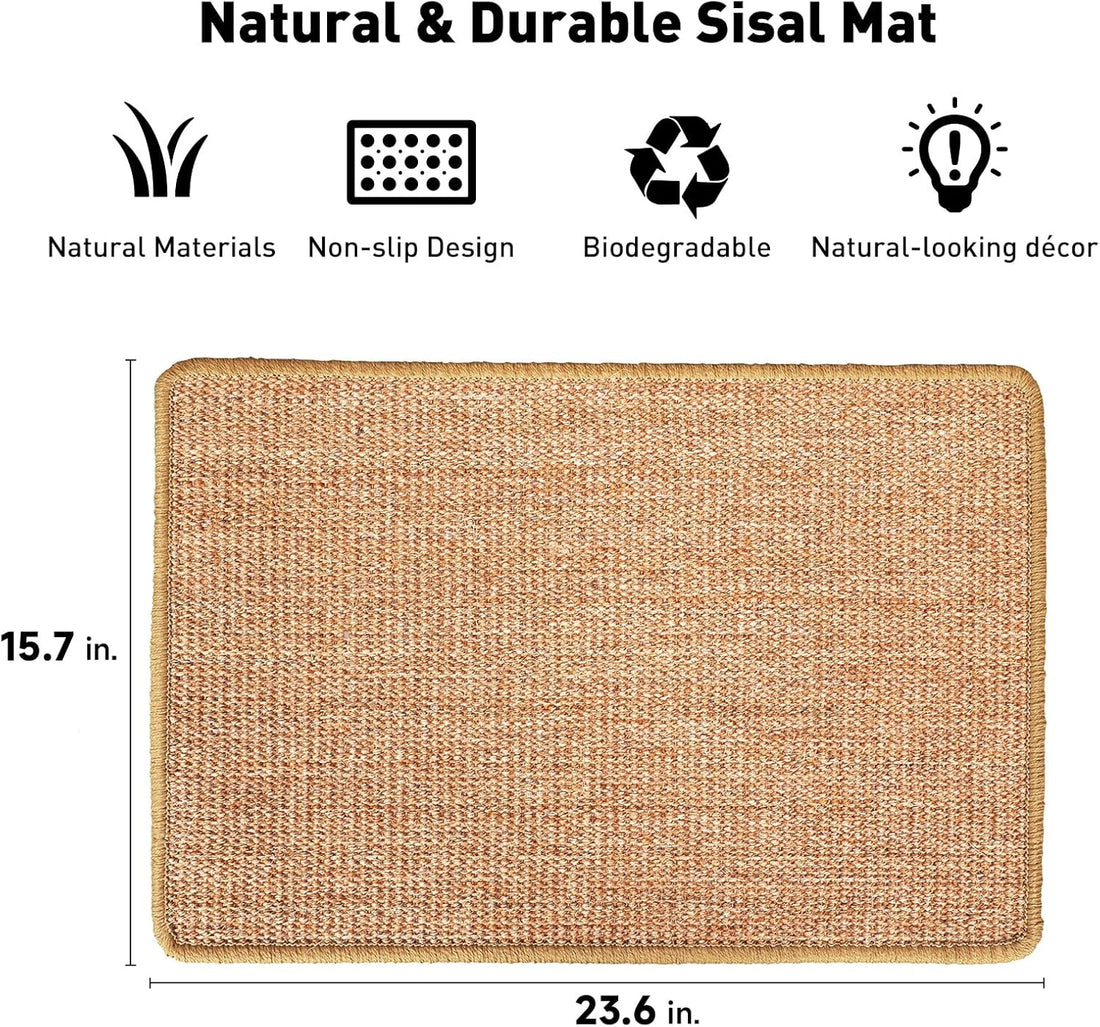 Cat Scratcher Mat – 23.6 x 15.7 Inch Natural Sisal Scratching  Floor Mat