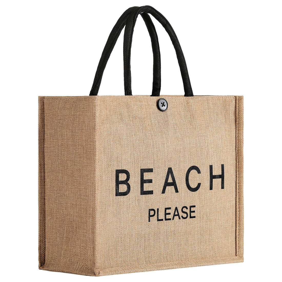 Large Beach Bag for Women – Woven Straw Tote Bag with Button Closure