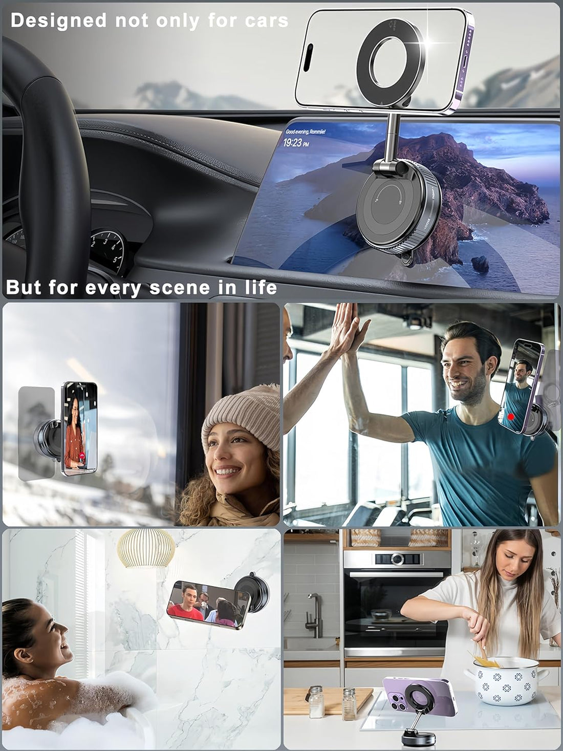 360° Vacuum Magnetic Phone Holder – Strong Suction Car Mount