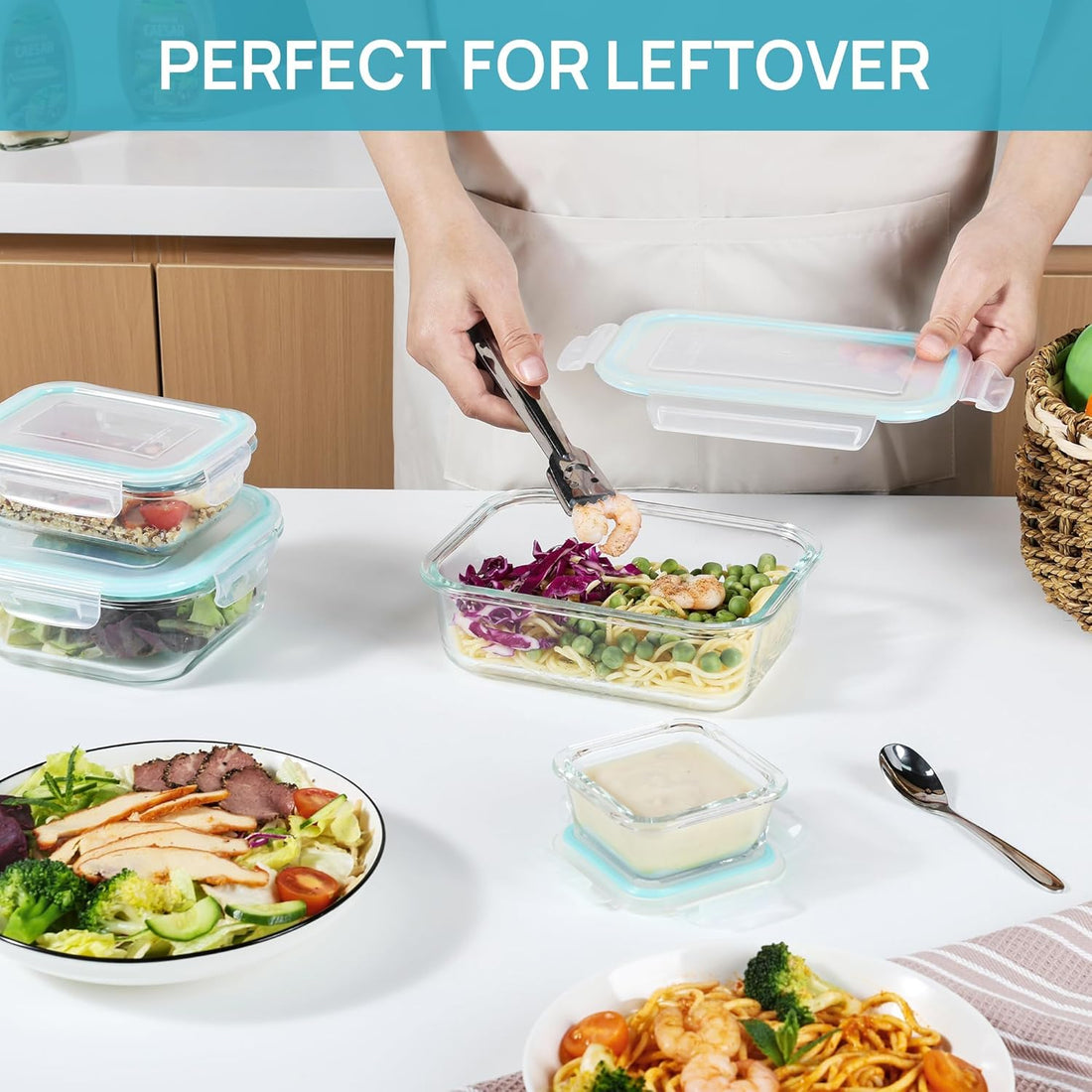 8-Pack Glass Food Storage Containers with Airtight Lids