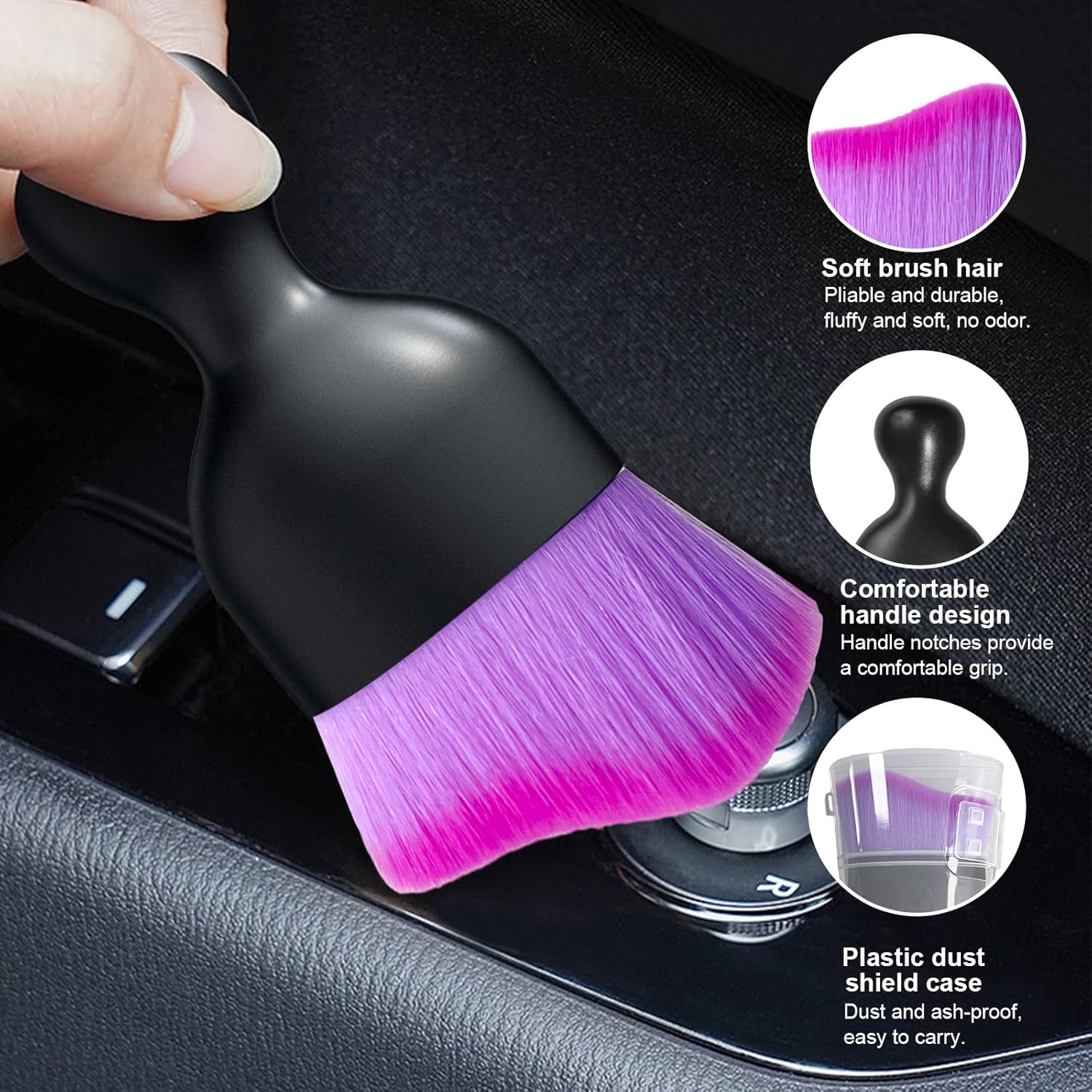 Car Detailing Brush with Curved Soft Bristles – Interior Cleaning Tool