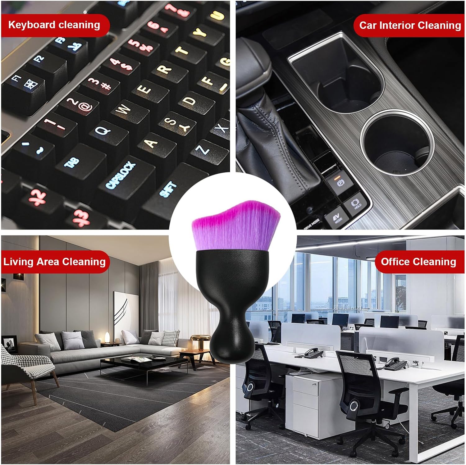 Car Detailing Brush with Curved Soft Bristles – Interior Cleaning Tool