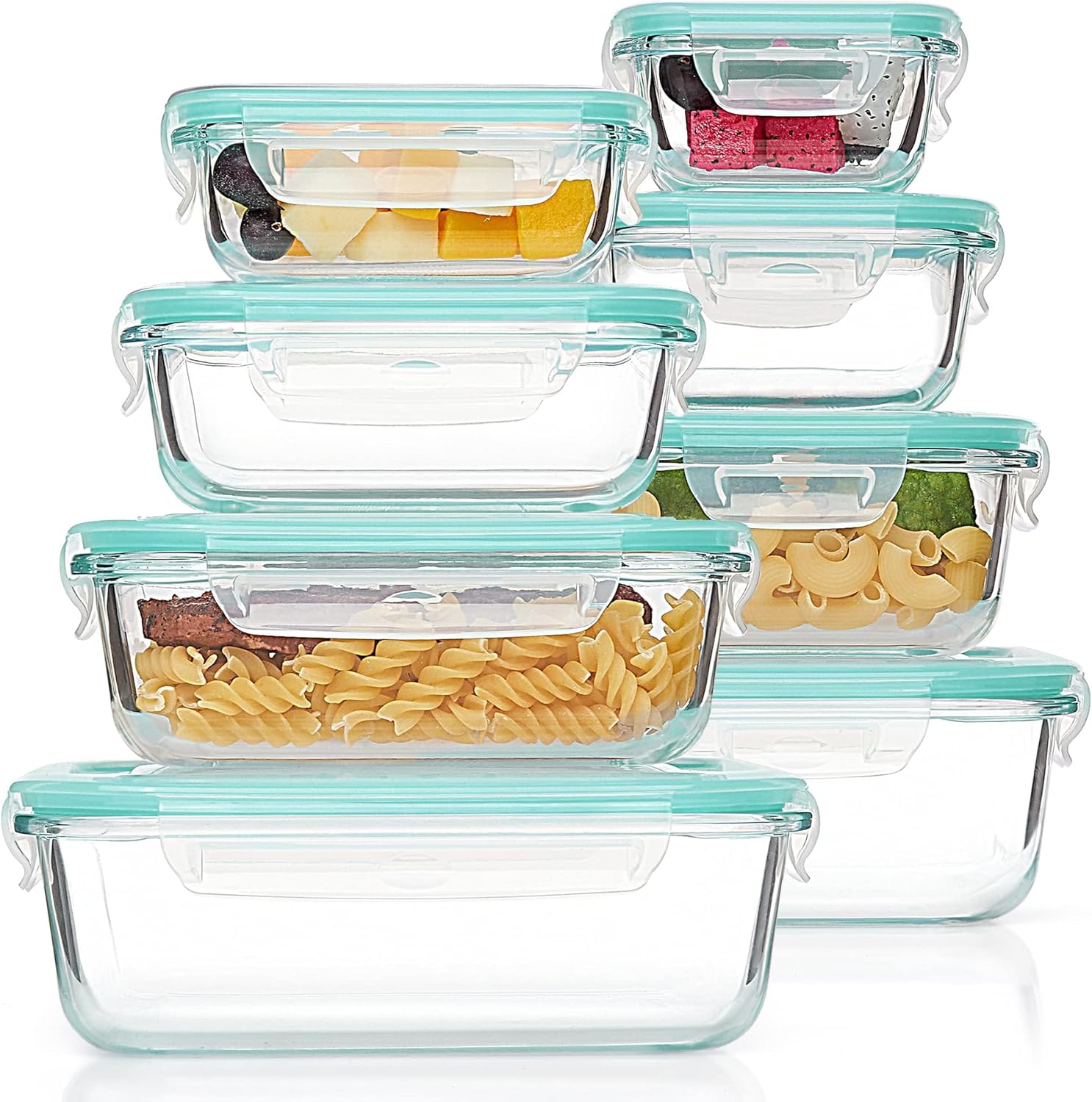 8-Pack Glass Food Storage Containers with Airtight Lids