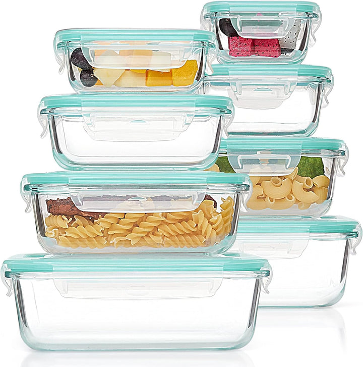 8-Pack Glass Food Storage Containers with Airtight Lids