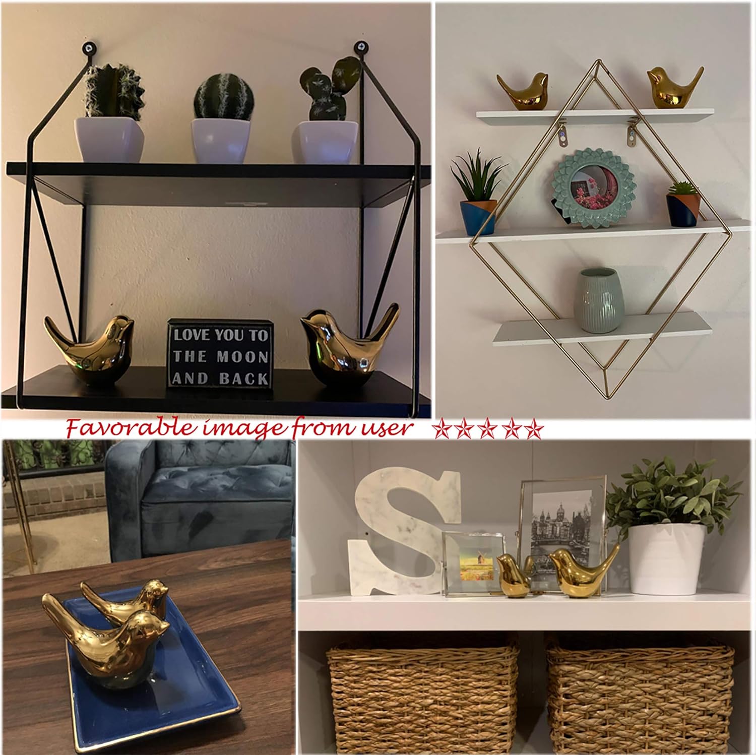 Gold Bird Statues – Modern Decorative Figurines for Home