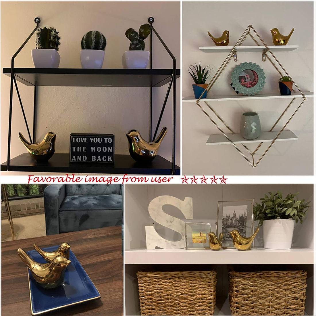 Gold Bird Statues – Modern Decorative Figurines for Home