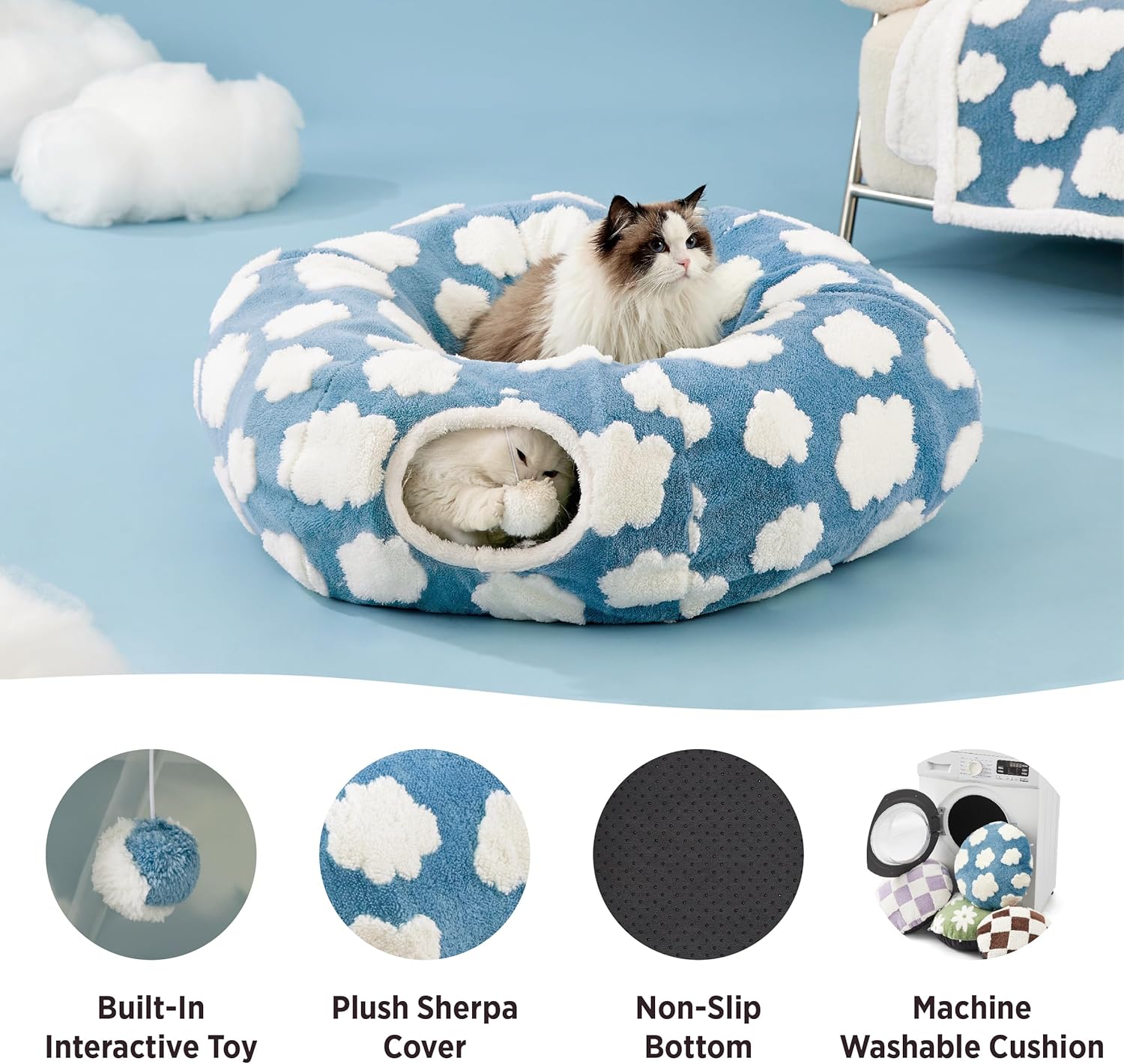 Cat Tunnel Bed for Indoor Cats – Cute Donut Tunnel