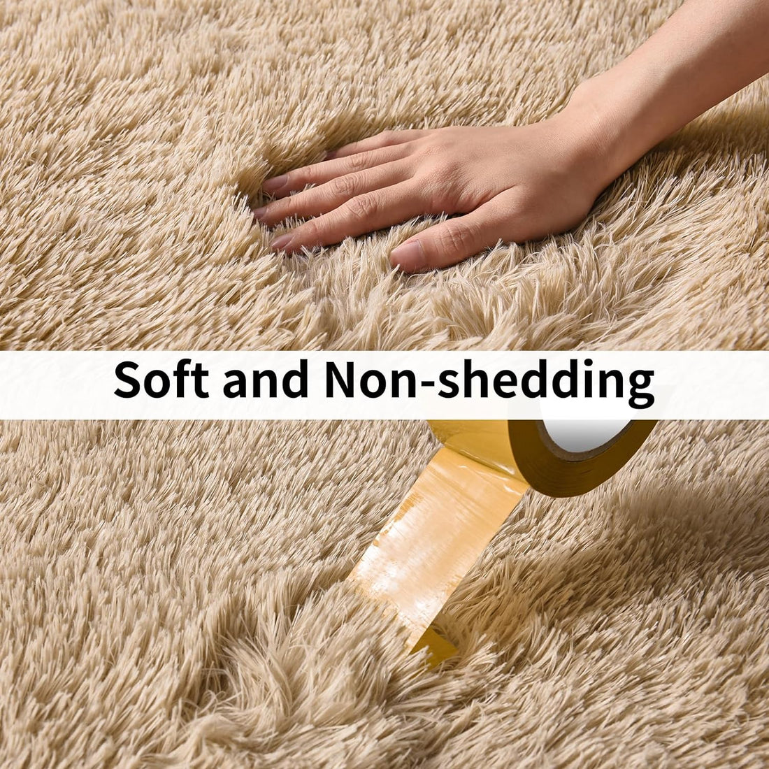 Beige Fluffy Runner Rug – Soft Shaggy Non-Slip Carpet