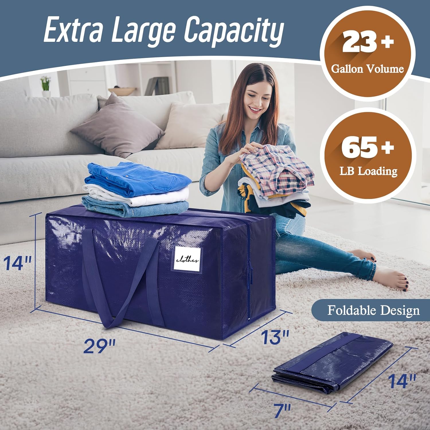 6-Pack Extra Heavy Duty Large Moving Bags – Durable Waterproof Storage Totes