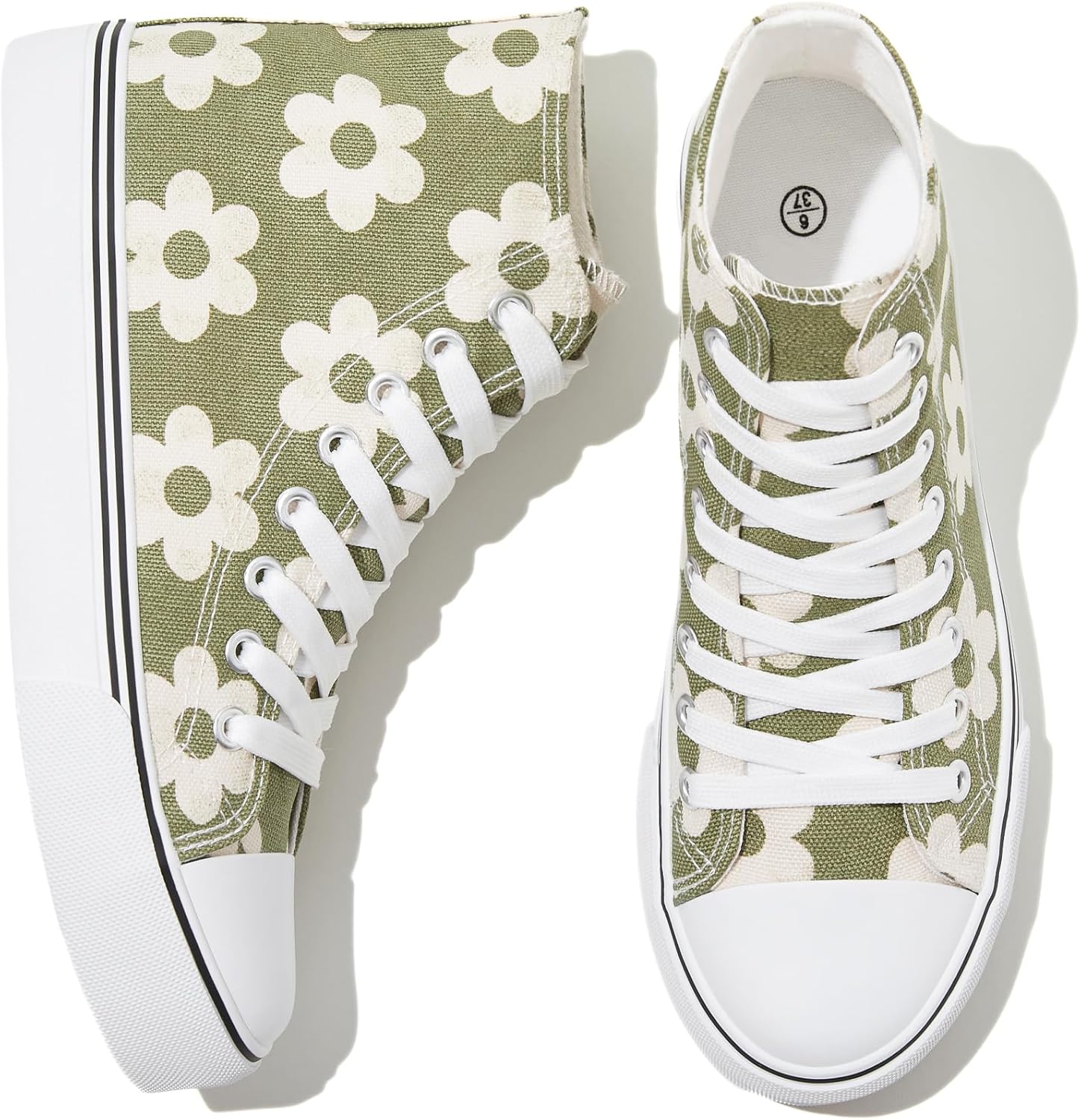 Women’s High-Top Canvas Sneakers – Lace-Up Casual Walking Shoes