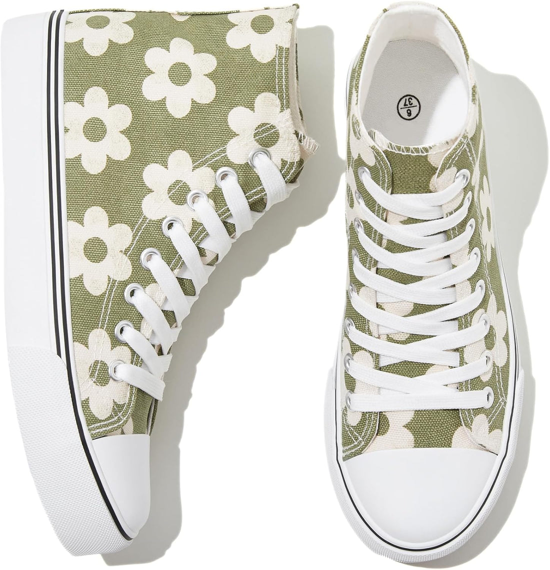 Women’s High-Top Canvas Sneakers – Lace-Up Casual Walking Shoes