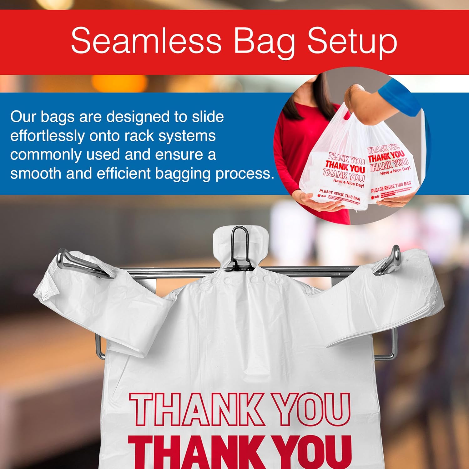 Thank You Plastic Bags – 350 Count White Grocery Convenience Store Bags