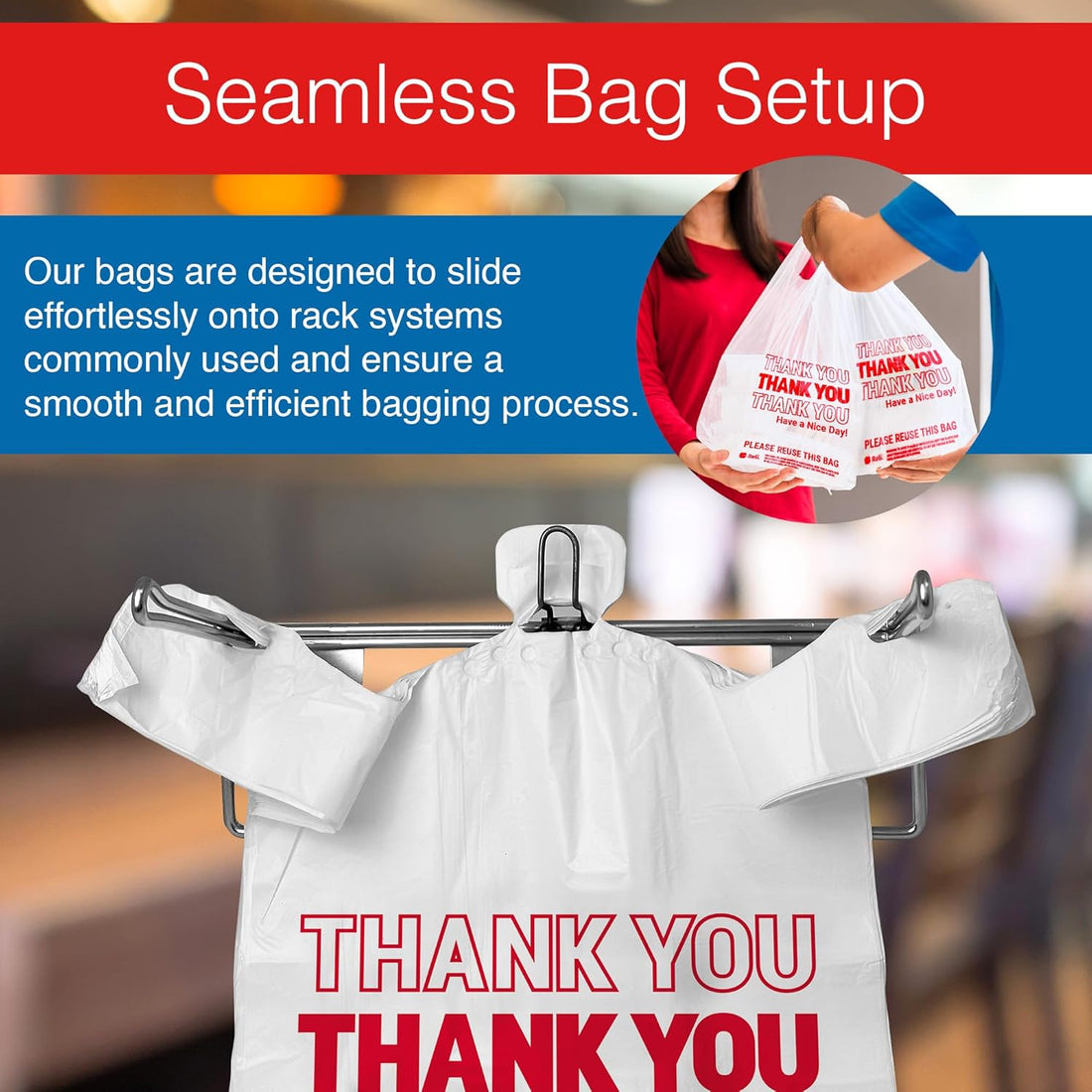 Thank You Plastic Bags – 350 Count White Grocery Convenience Store Bags