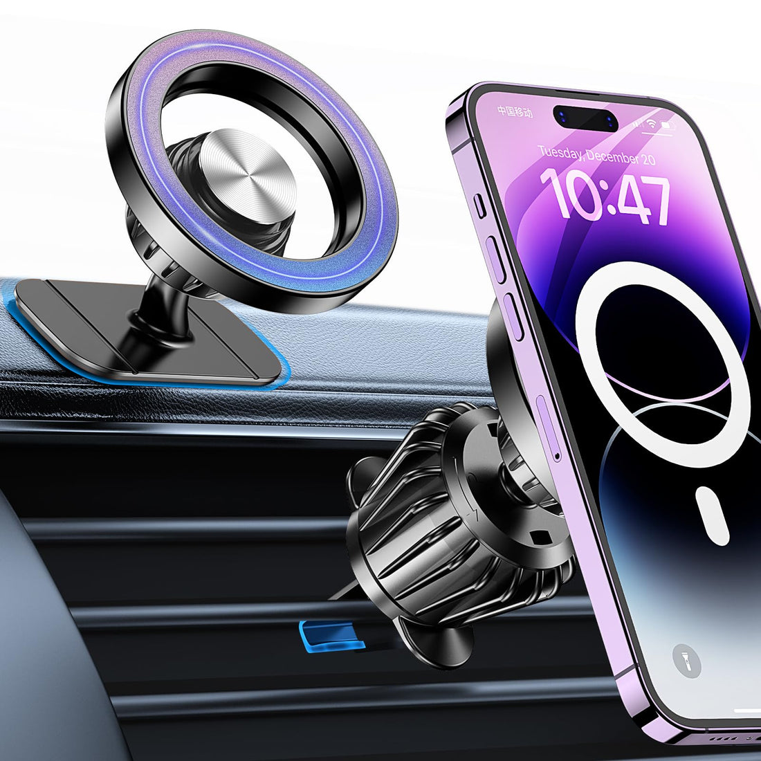 MagSafe Car Mount – 360° Magnetic Dash Phone Holder