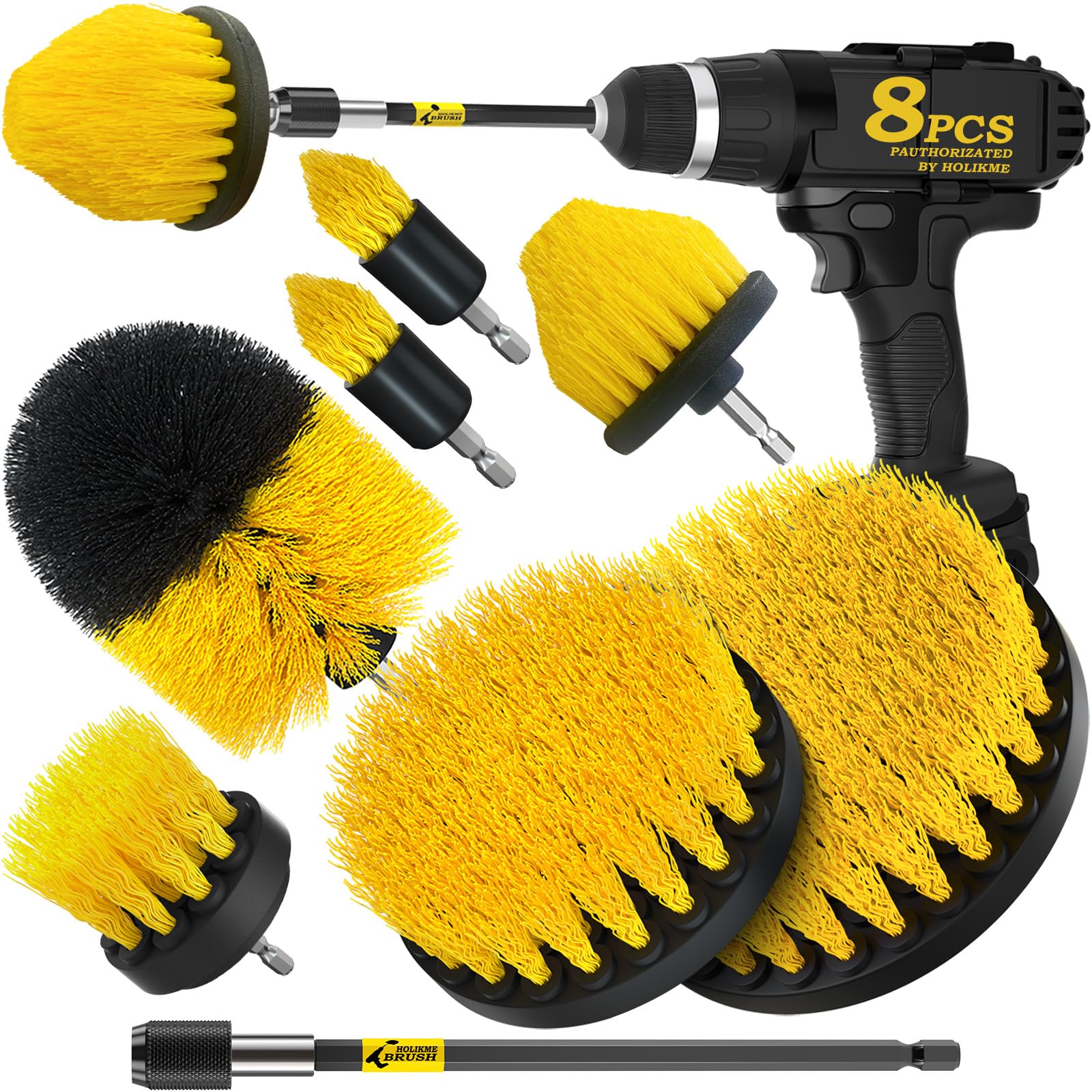 8 Piece Drill Brush Attachments Set – Power Scrubber with Attachment  Extension rod