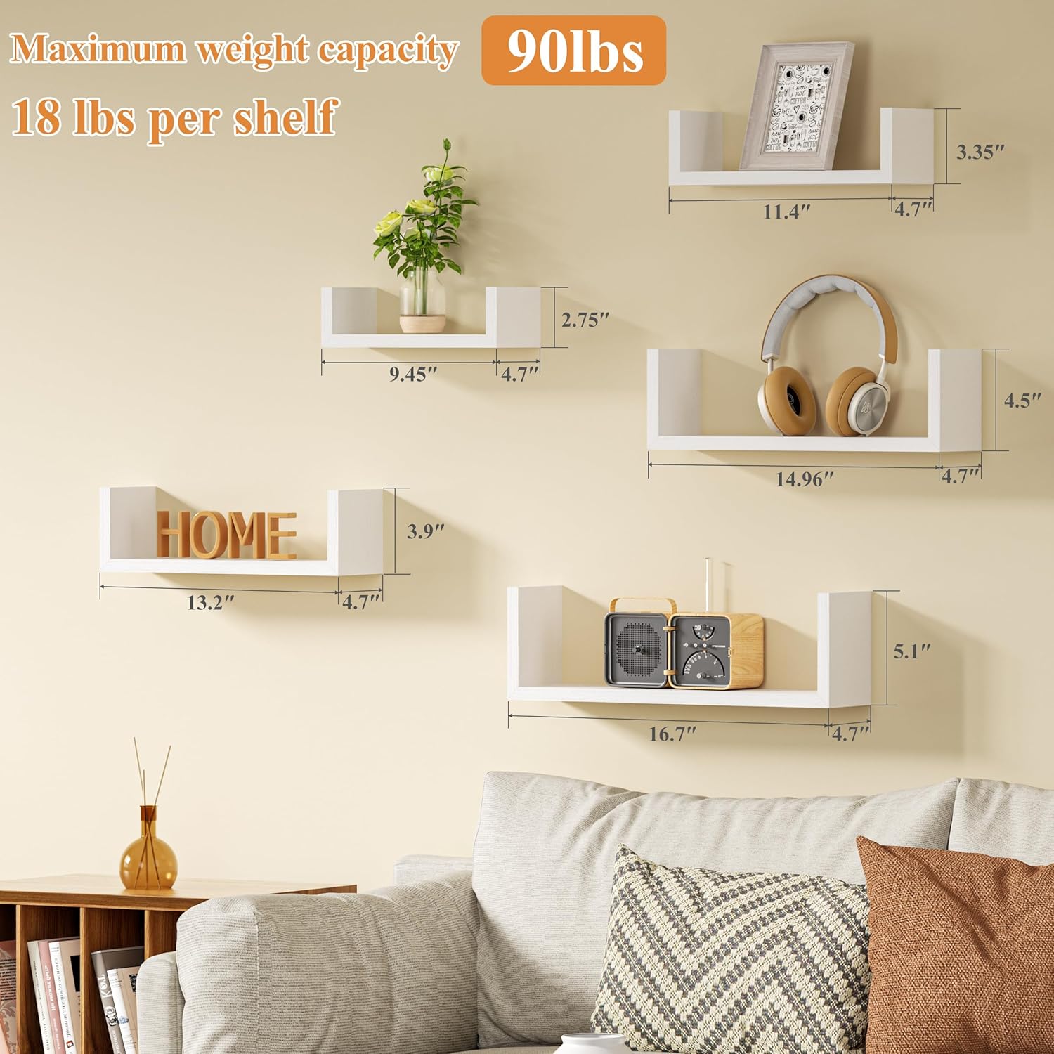 Floating Shelves for Wall, Wall Shelves for Bathroom, Bedroom