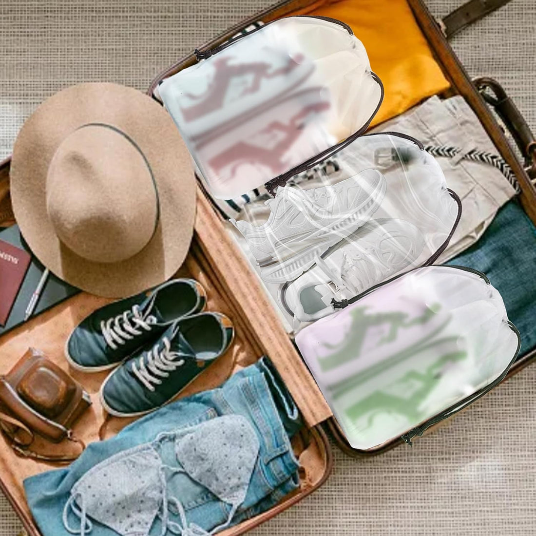 30 Pack Clear Shoe Bags for Travel – Waterproof Transparent Drawstring