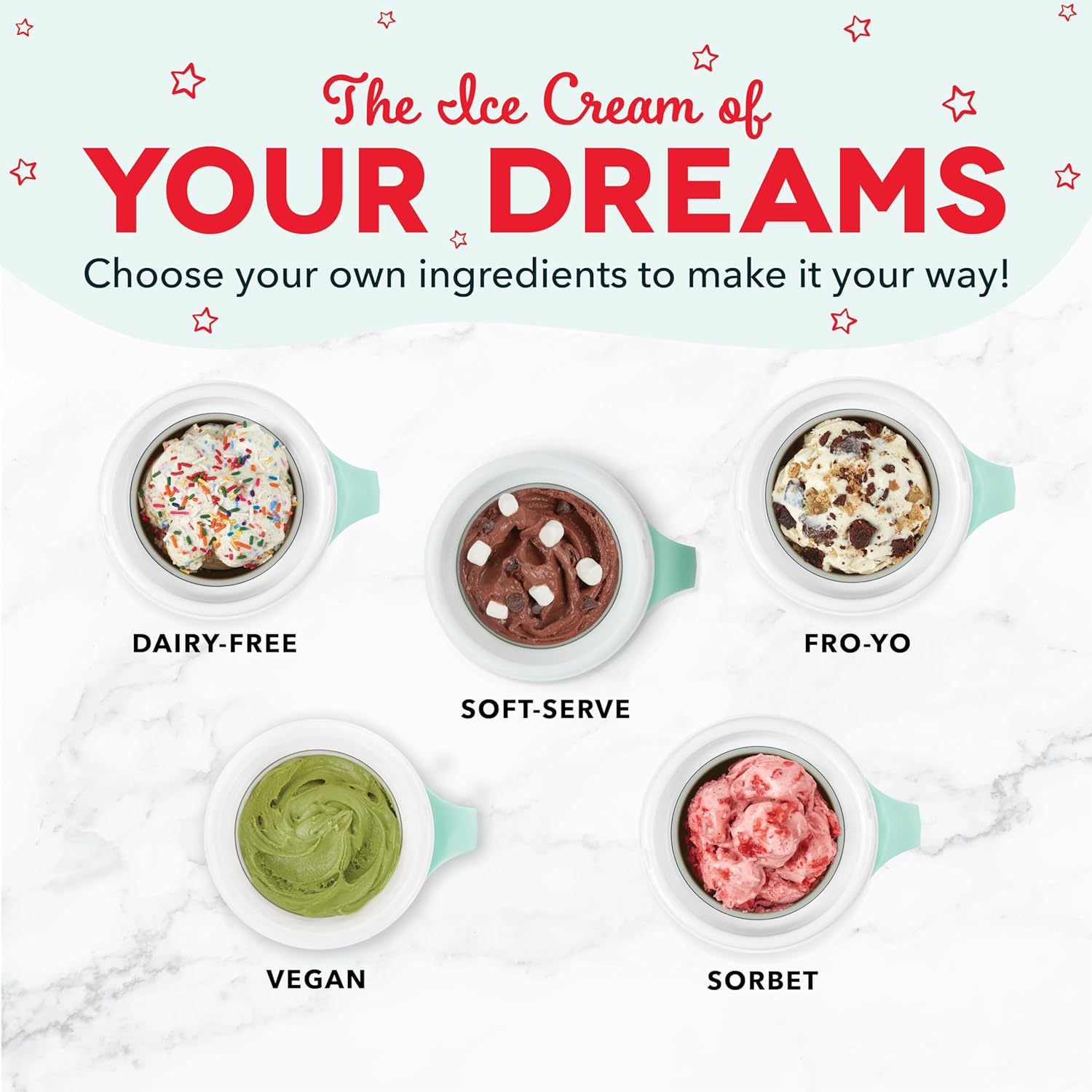 Soft Serve Ice Cream Maker – 2 Bowls, Frozen Yogurt & Sorbet