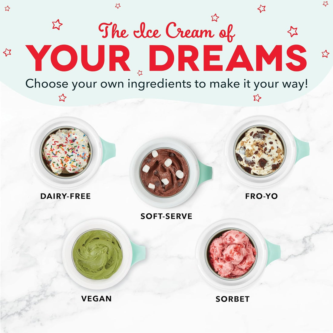 Soft Serve Ice Cream Maker – 2 Bowls, Frozen Yogurt & Sorbet