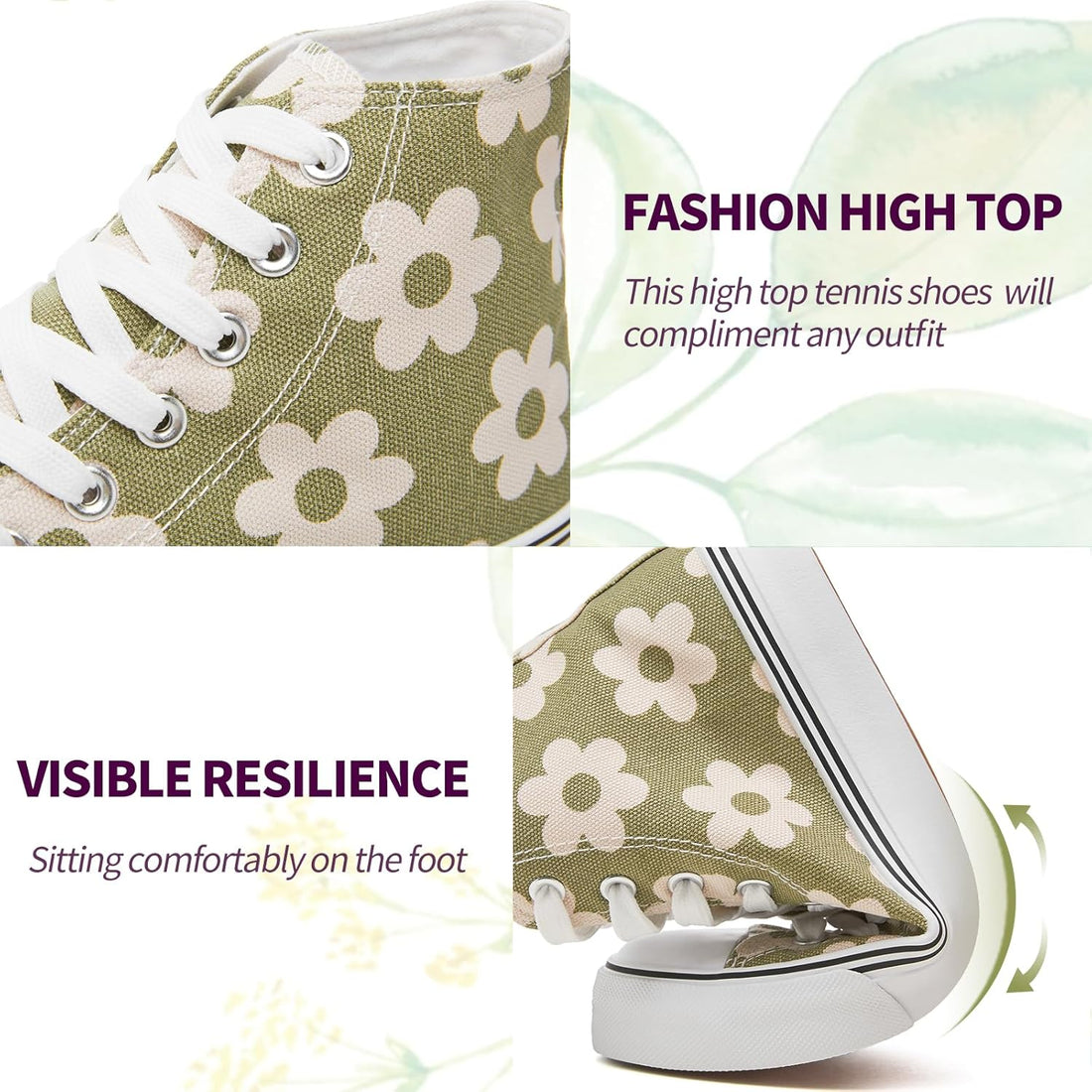 Women’s High-Top Canvas Sneakers – Lace-Up Casual Walking Shoes