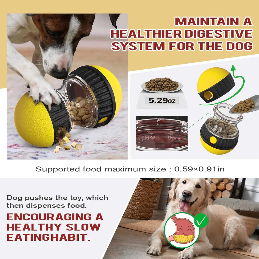 Dog Interactive Puzzle Toy – Adjustable Food Dispensing Treat Dispenser