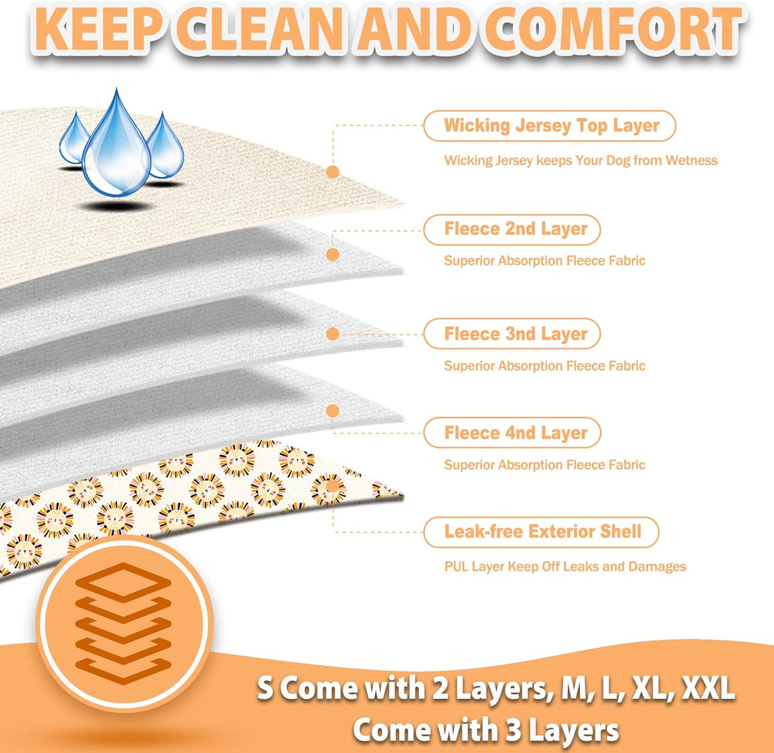 Langsprit Washable Female Dog Diapers (3 Pack) – Reusable Diapers