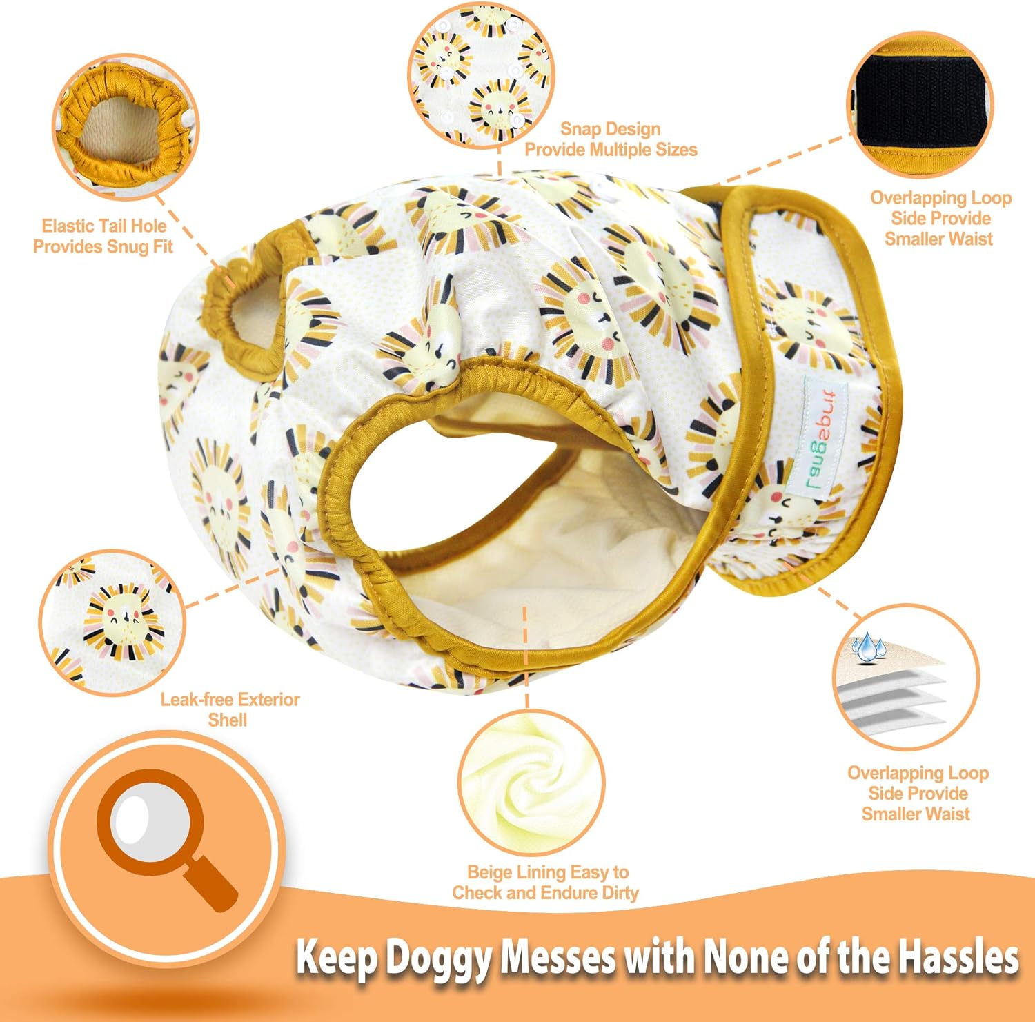 Langsprit Washable Female Dog Diapers (3 Pack) – Reusable Diapers