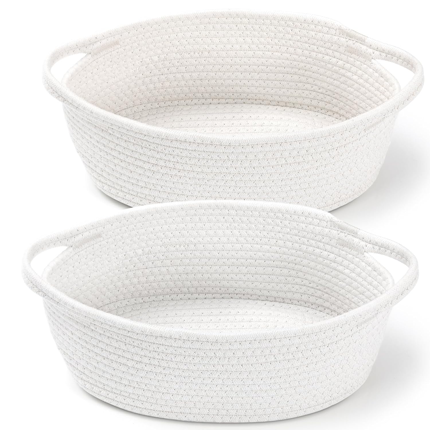 2 Pack Small Woven Gift Baskets with Ribbons & Bags – Decorative Cotton Rope