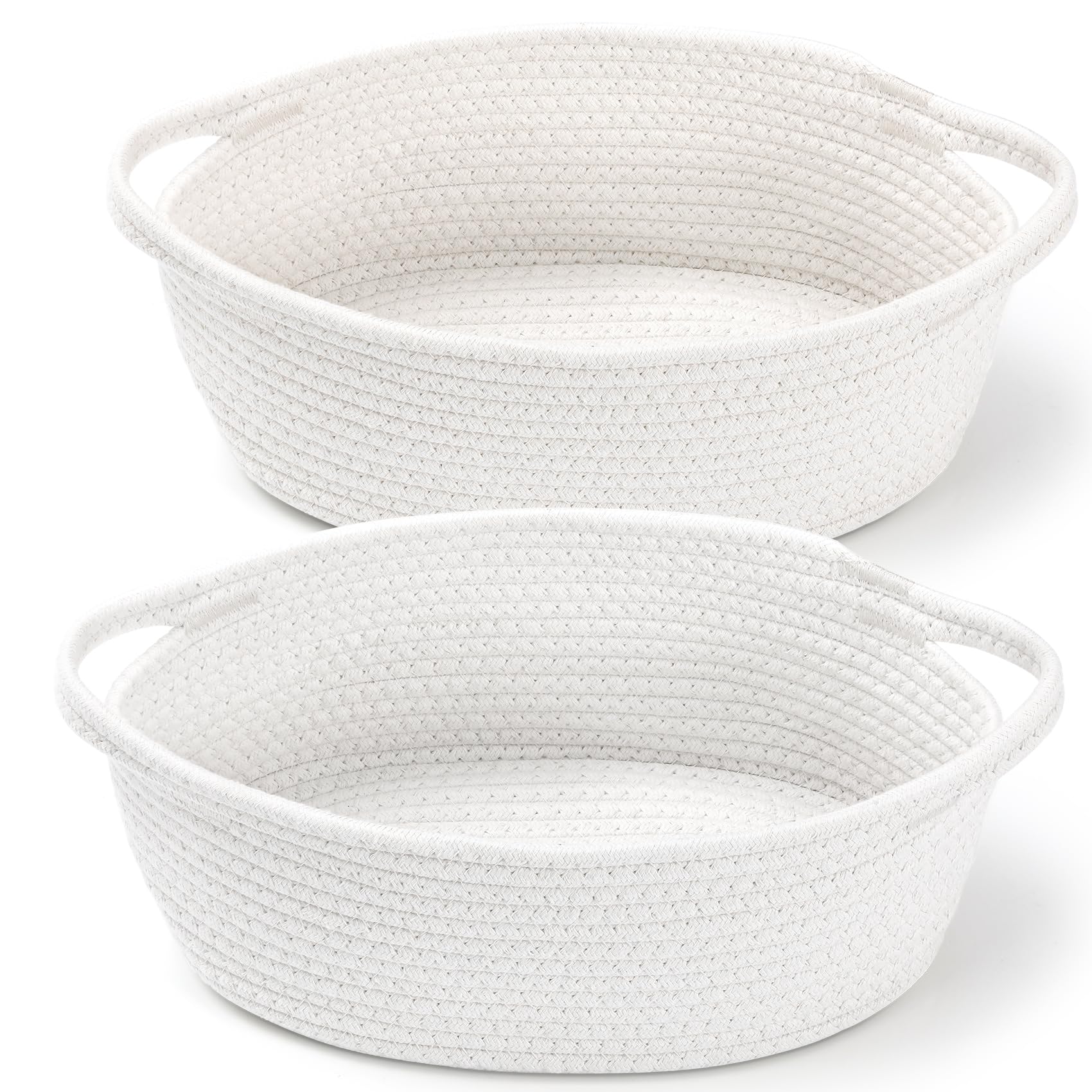 2 Pack Small Woven Gift Baskets with Ribbons & Bags – Decorative Cotton Rope
