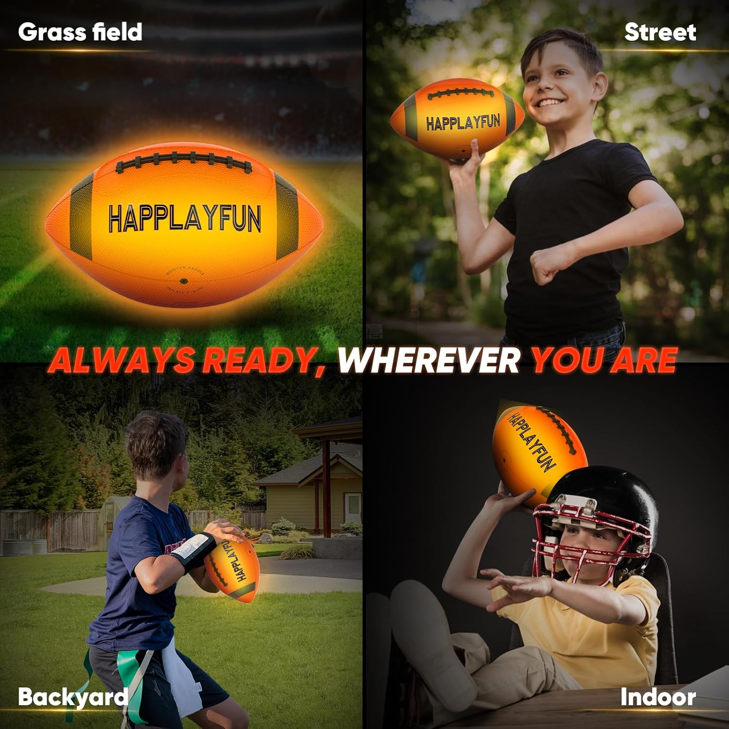 Light Up Football for Kids 8-12 – USB-C Rechargeable LED Glow