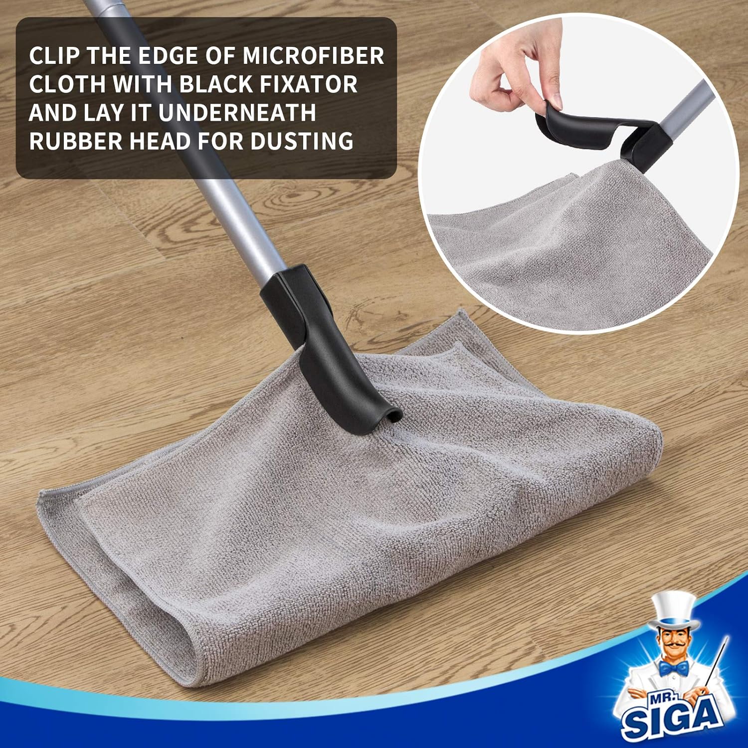 Pet Hair Removal Rubber Broom with Squeegee & Microfiber Cloth