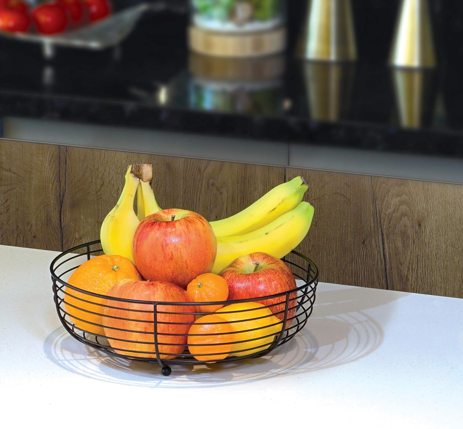 Countertop Fruit Bowl, Wire Basket for Fruits, Breads, Vegetables,Snacks, Black
