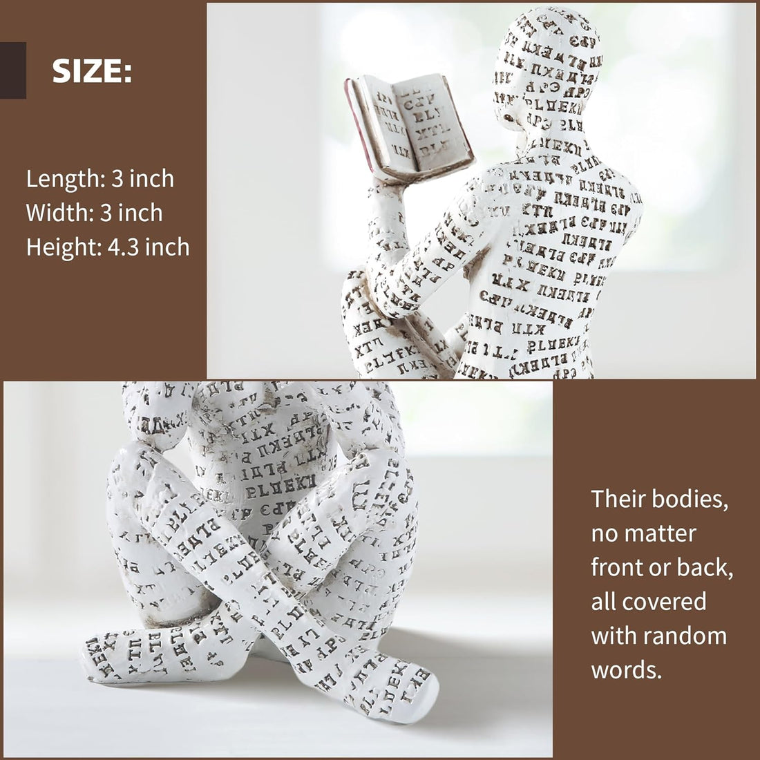Home Decor Pulp Reading Women Thinker Statue Aesthetic Sculpture