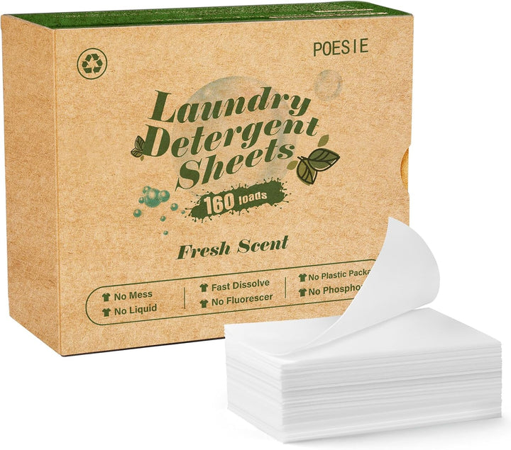 Eco-Friendly Laundry Detergent Sheets – 160 Sheets, Travel Size