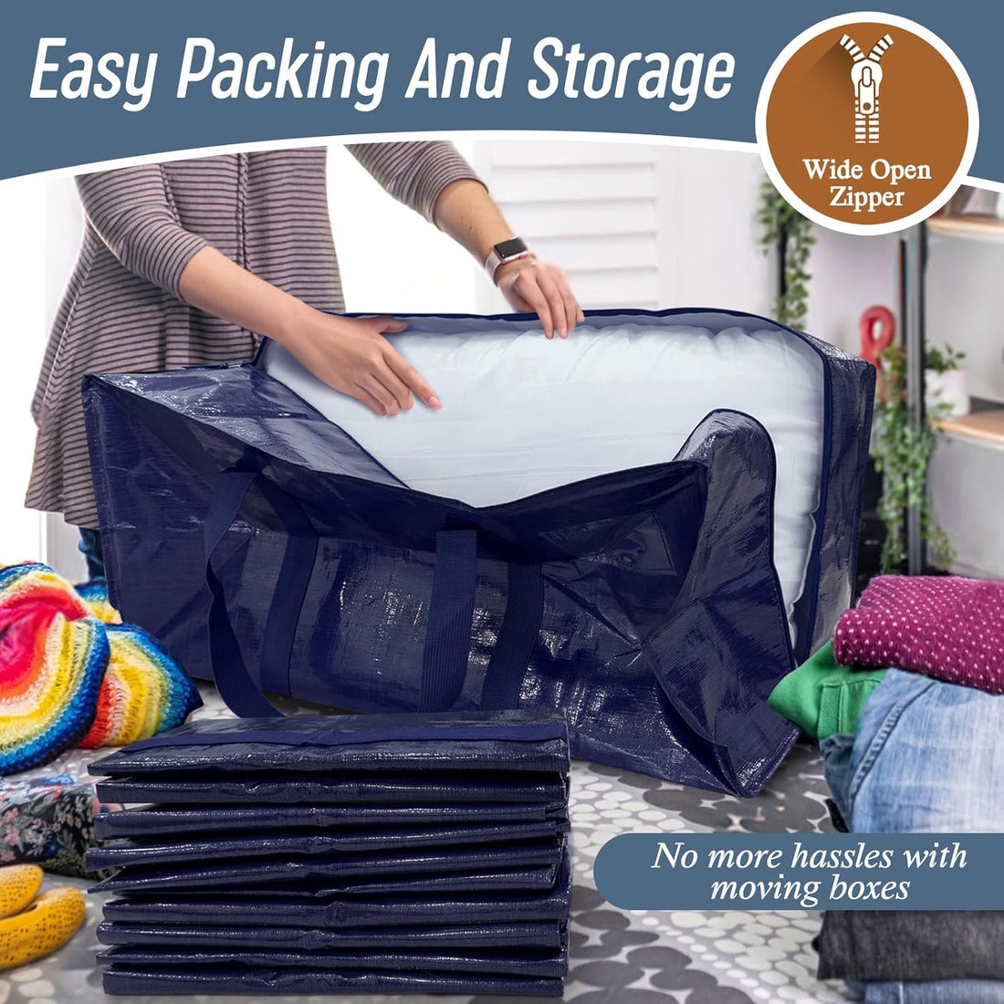 6-Pack Extra Heavy Duty Large Moving Bags – Durable Waterproof Storage Totes