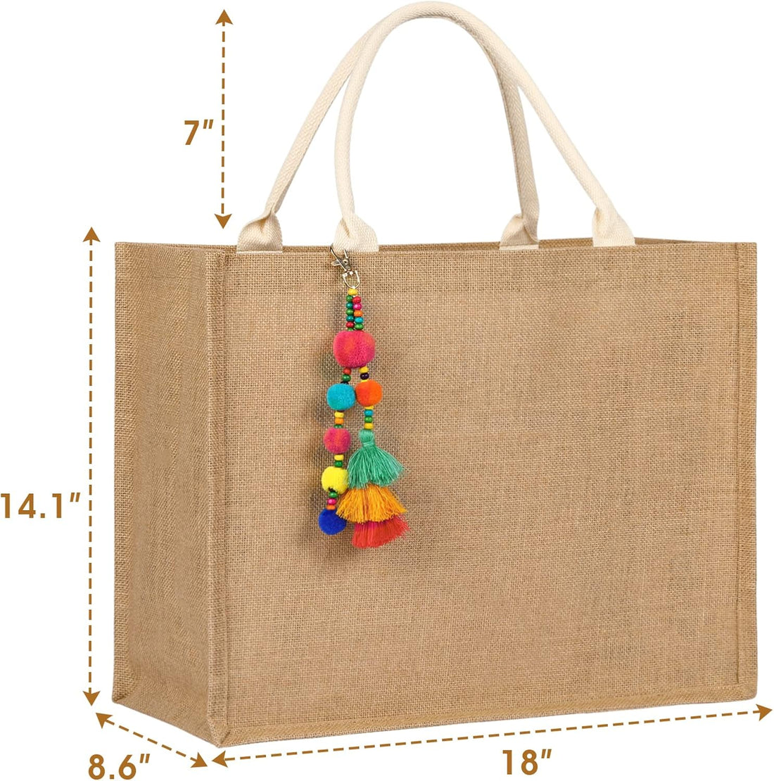 Large Woven Straw Beach Tote for Women – Waterproof Jute Summer
