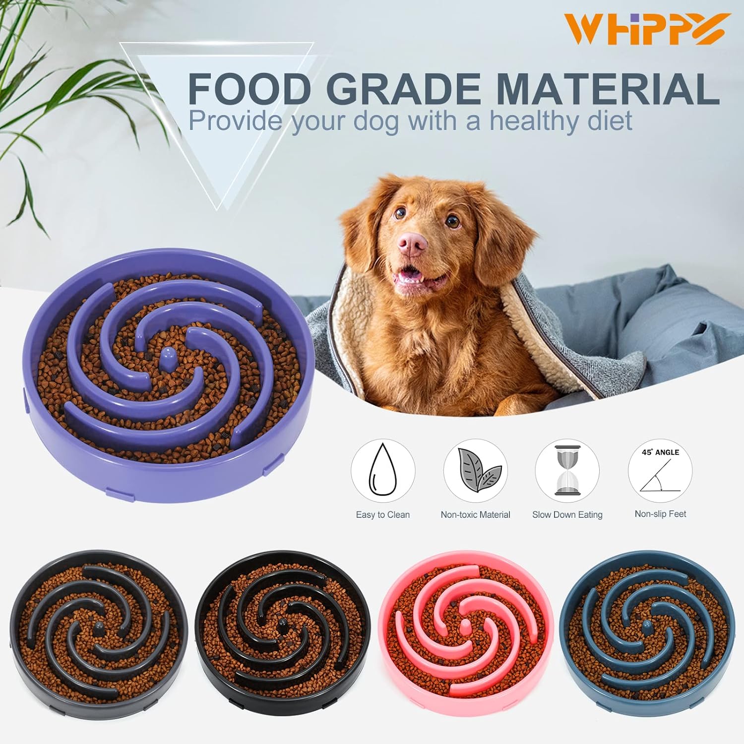 Slow Feeder Large Dog Bowl – Non-Slip Maze Puzzle Bowl for Medium & Large Dogs