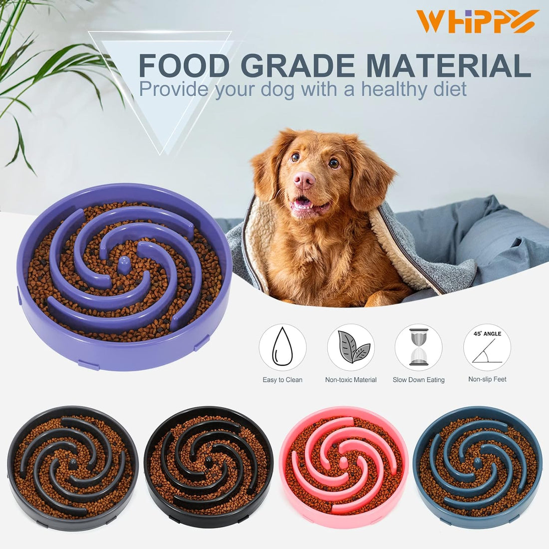 Slow Feeder Large Dog Bowl – Non-Slip Maze Puzzle Bowl for Medium & Large Dogs