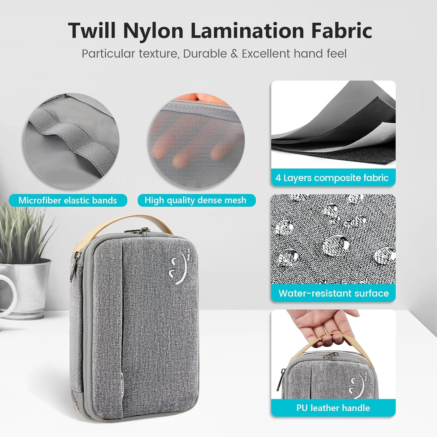 Travel Electronic Cord Organizer Bag – Expandable Cable & Gadget Case (Grey)