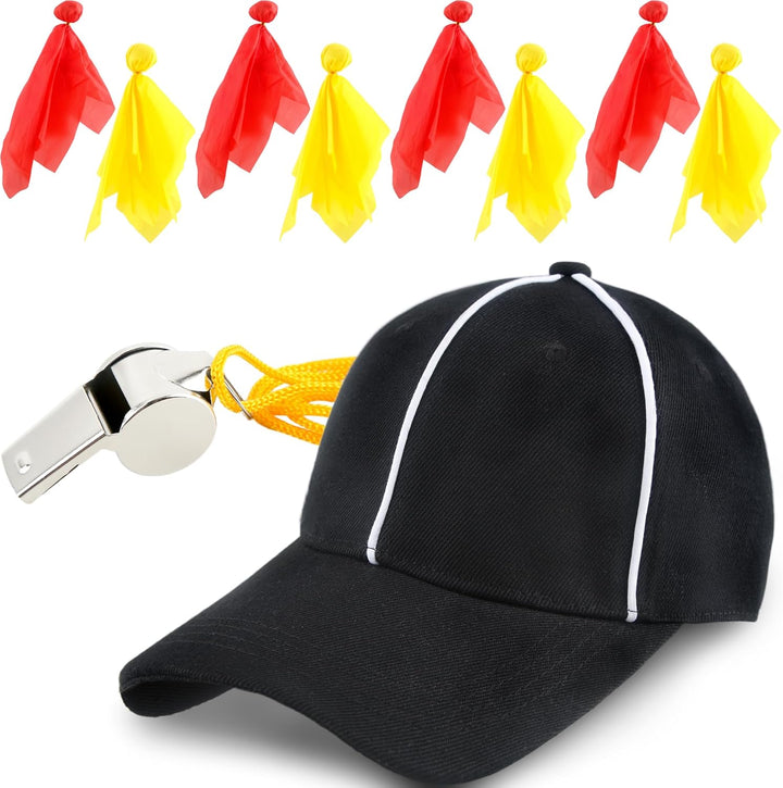 10-Piece Referee Hat & Flag Set with Whistle for Football Games