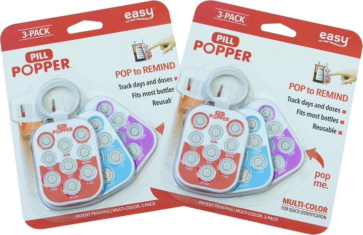 Pill Popper Medication Dose Tracker – 6 Pack Weekly Pill Reminder Rings